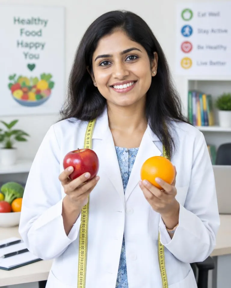 Clinical dietician in a hospital consultation room
